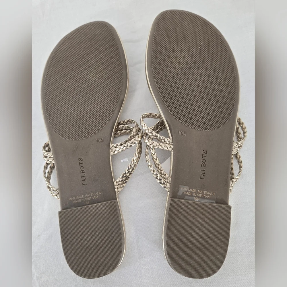 *NWT* Talbots Cece Metallic Gold Braided Sandals Faux Leather Straps, size 10M - Picture 5 of 5